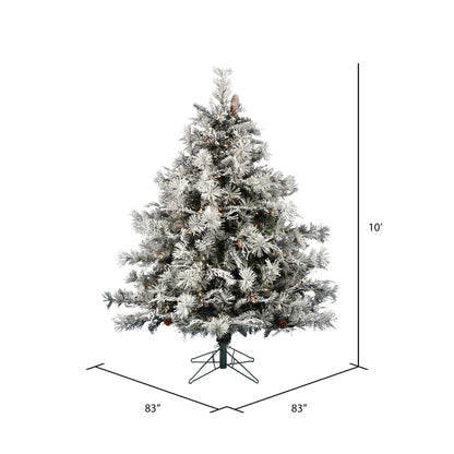 Vickerman 10' x 83" Flocked Cheshire Artificial Christmas Tree Warm White Dura-Lit® LED Lights