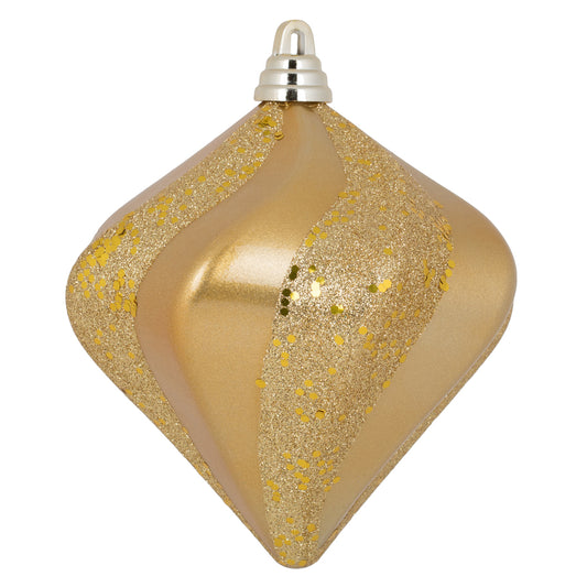 Vickerman 6" Copper/Gold Candy Glitter Swirl Diamond Christmas Ornament