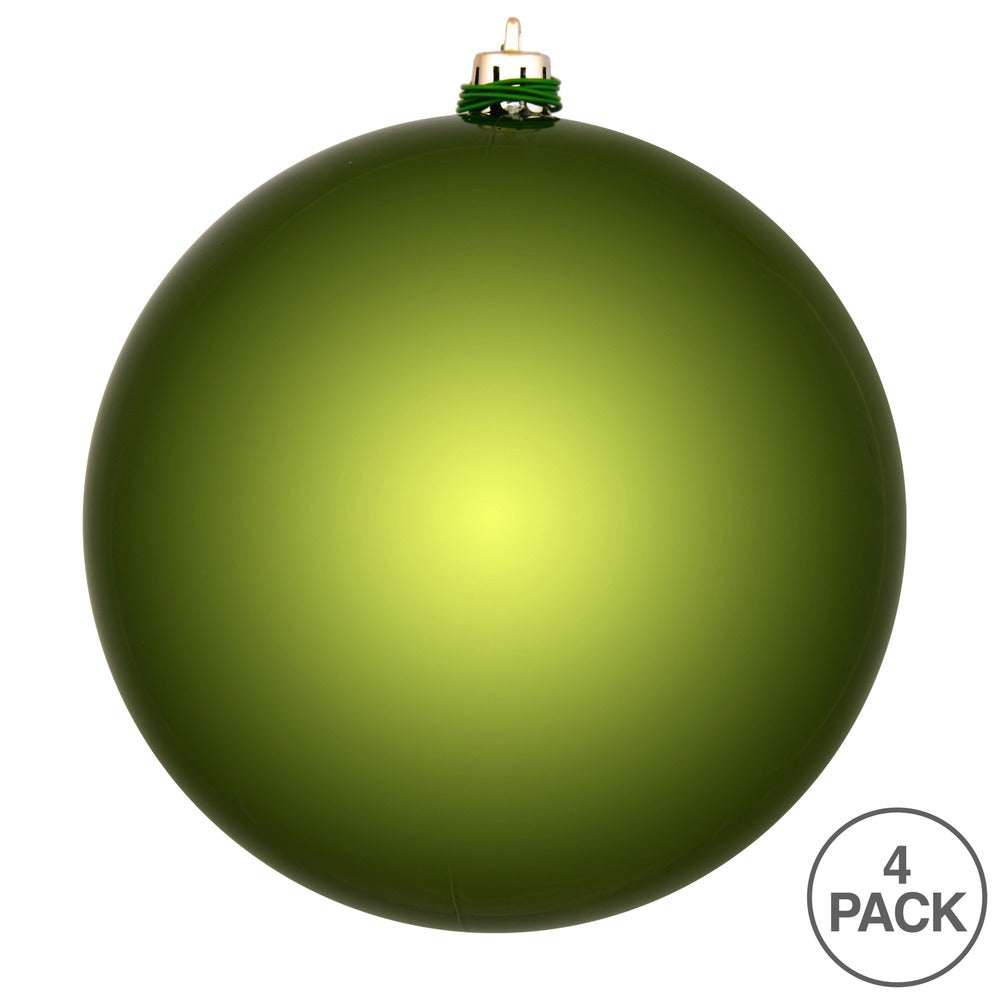 Vickerman 6" Juniper Green Shiny Ball Ornament 4 per Bag