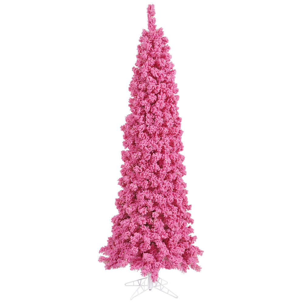 Vickerman 5.5' Flocked Pink Pencil Fir Artificial Christmas Tree Unlit