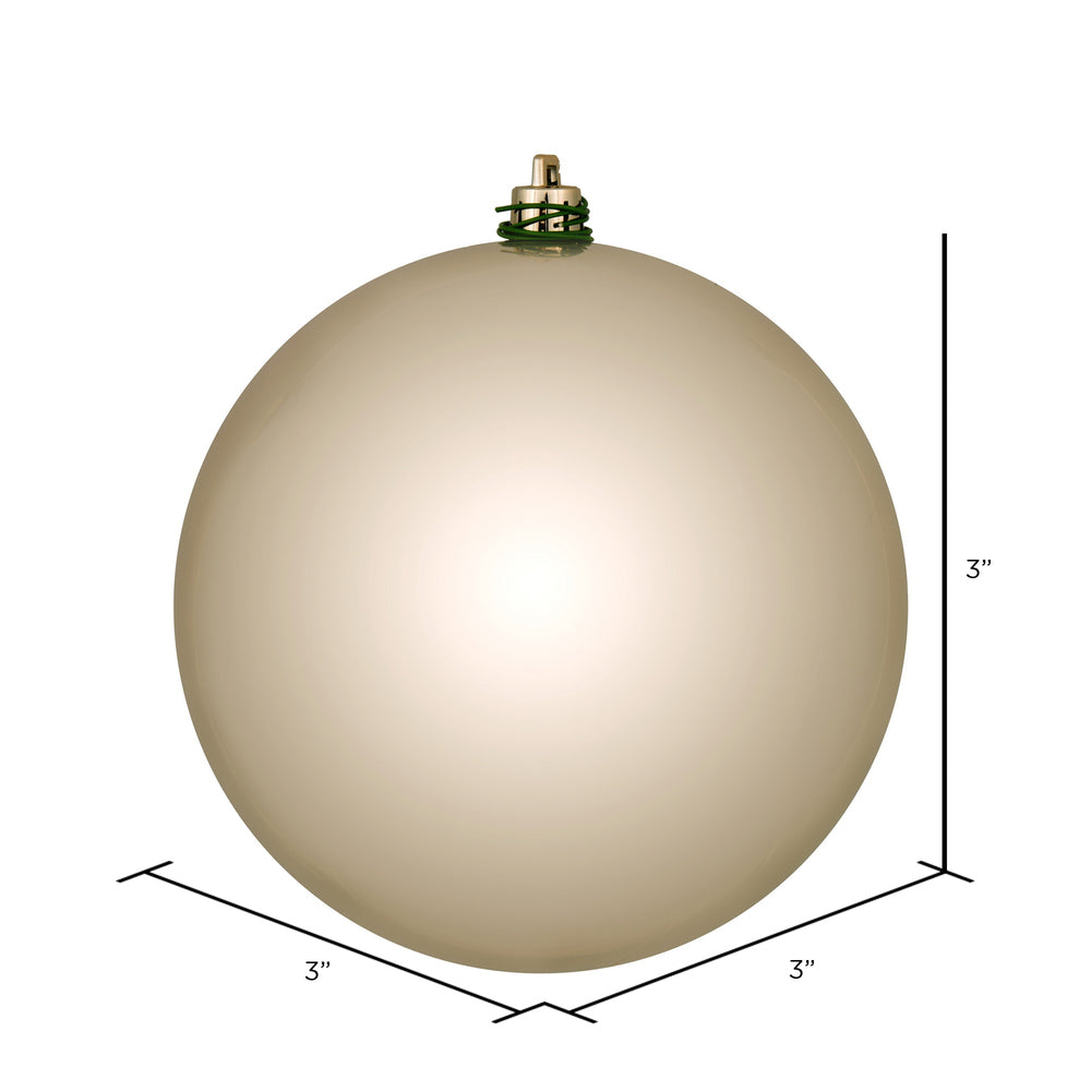 Vickerman 3" Oat Shiny Ball Ornament 12 per Bag