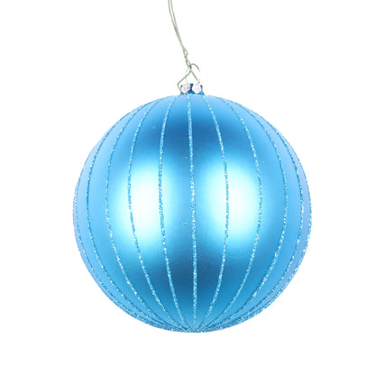 Vickerman 4" Turquoise Matte Glitter Ball Christmas Ornament 4 pieces per bag