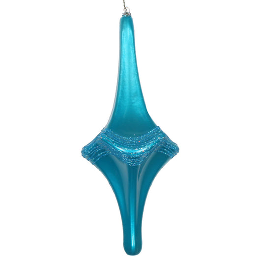 Vickerman 12" Turquoise Candy Glitter Drop Christmas Ornament.