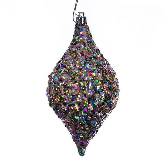 Vickerman 6" x 3" Multi-color Sequin Glitter Diamond Drop Christmas Ornament 4 pieces per bag