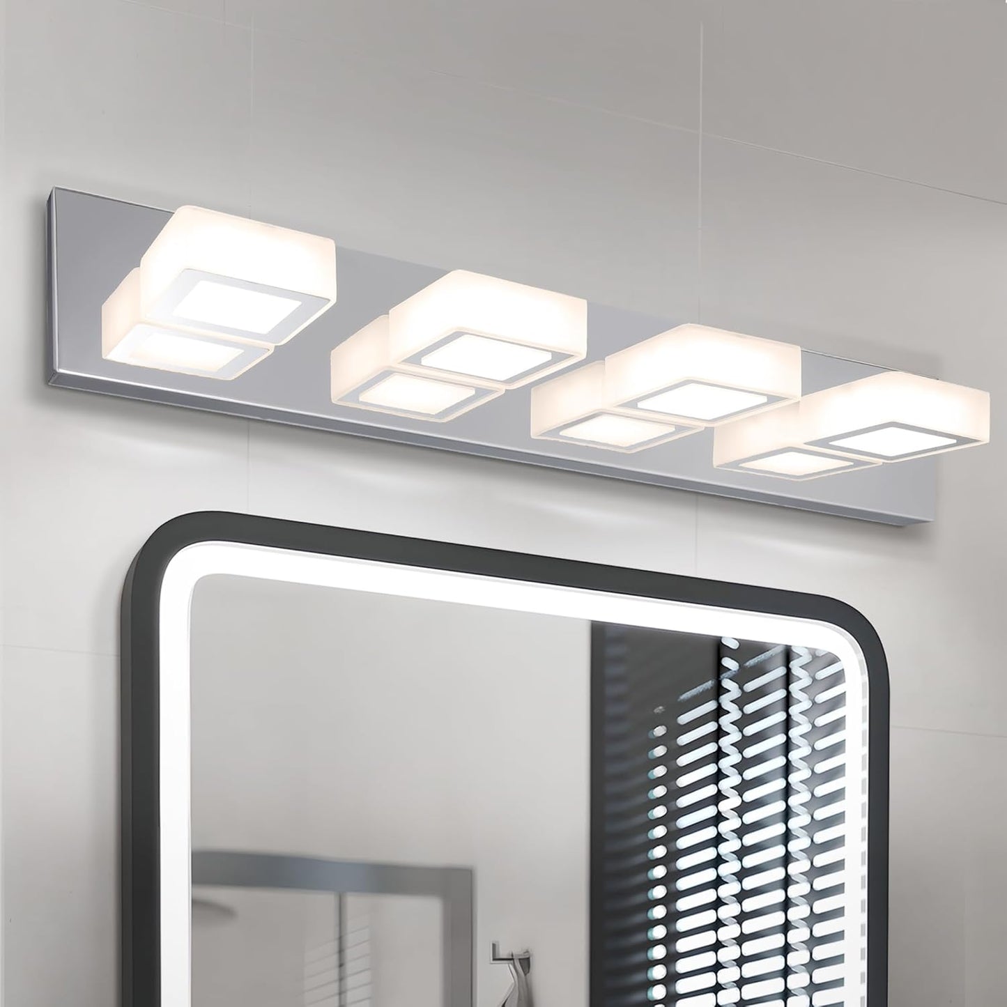 ASD Lighting LED Vanity 4-light 23W 120V with rotatable heads CCT Selectable 2700/3000/4000/5000/6000K Dimmable Chrome ETL