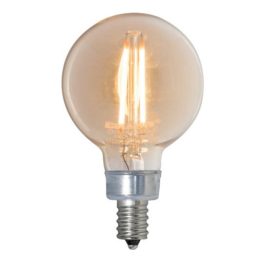 BULBRITE LED G16 CANDELABRA SCREW (E12) 2.5W DIMMABLE FILAMENT LIGHT BULB 2200K/AMBER 25W INCANDESCENT EQUIVALENT 3PK (776806)