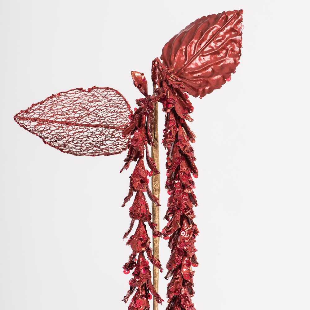 Vickerman 20" Red Pearl Hanging Lupin Artificial Christmas Spray. Includes 3 sprays per pack.