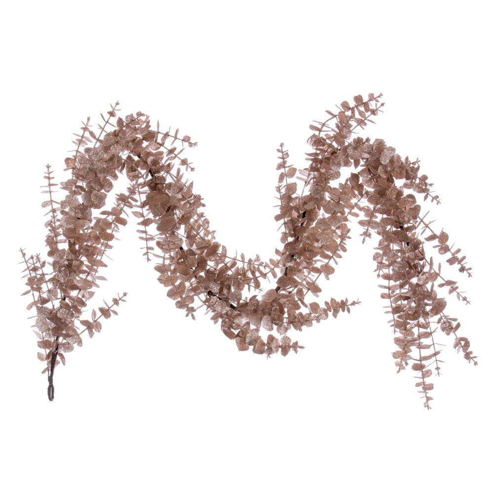 Vickerman 6' Café Latte Artificial Eucalyptus Glitter Garland.