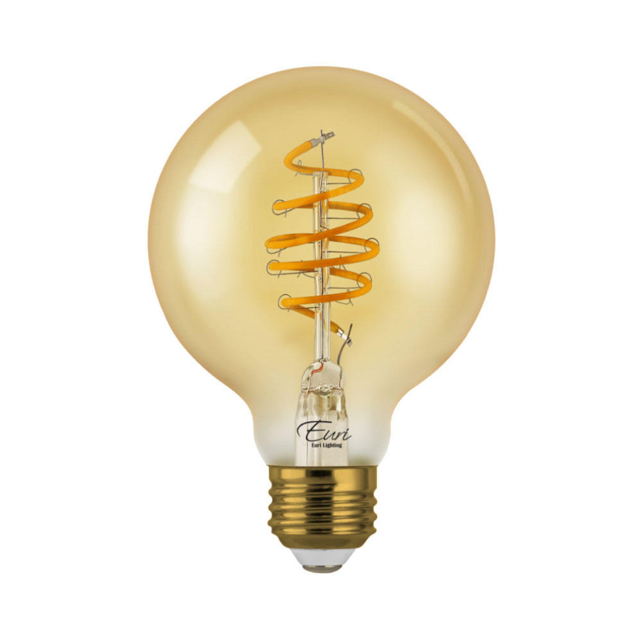 Euri Lighting VG25-3020ad Vintage LED 40-Watt Equivalent G25 Globe Spiral Filament Lamp E26 Base Amber Glass Dimmable - 2700K