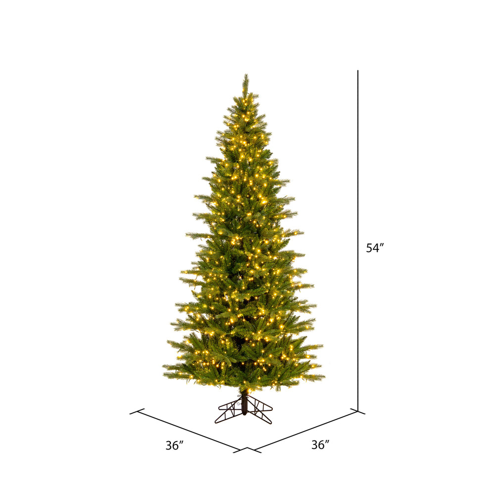 Vickerman 4.5' x 30" Balsam Spruce Slim Artificial Christmas Tree 3mm LED Color Changing Lights