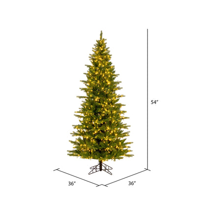Vickerman 4.5' x 30" Balsam Spruce Slim Artificial Christmas Tree 3mm LED Color Changing Lights