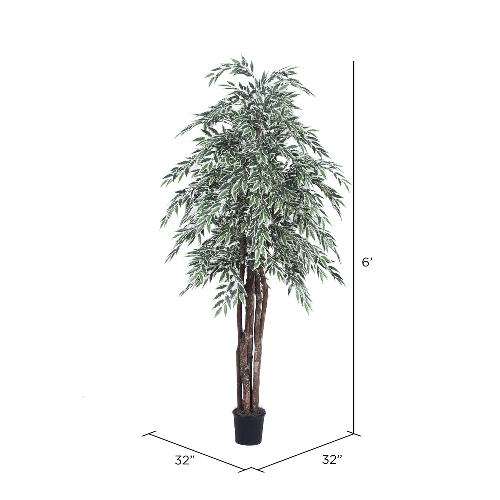 Vickerman 6' Artificial Variegated Smilax Executive Black Plastic Pot