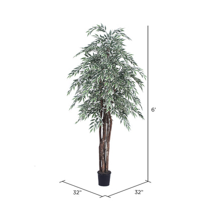 Vickerman 6' Artificial Variegated Smilax Executive Black Plastic Pot