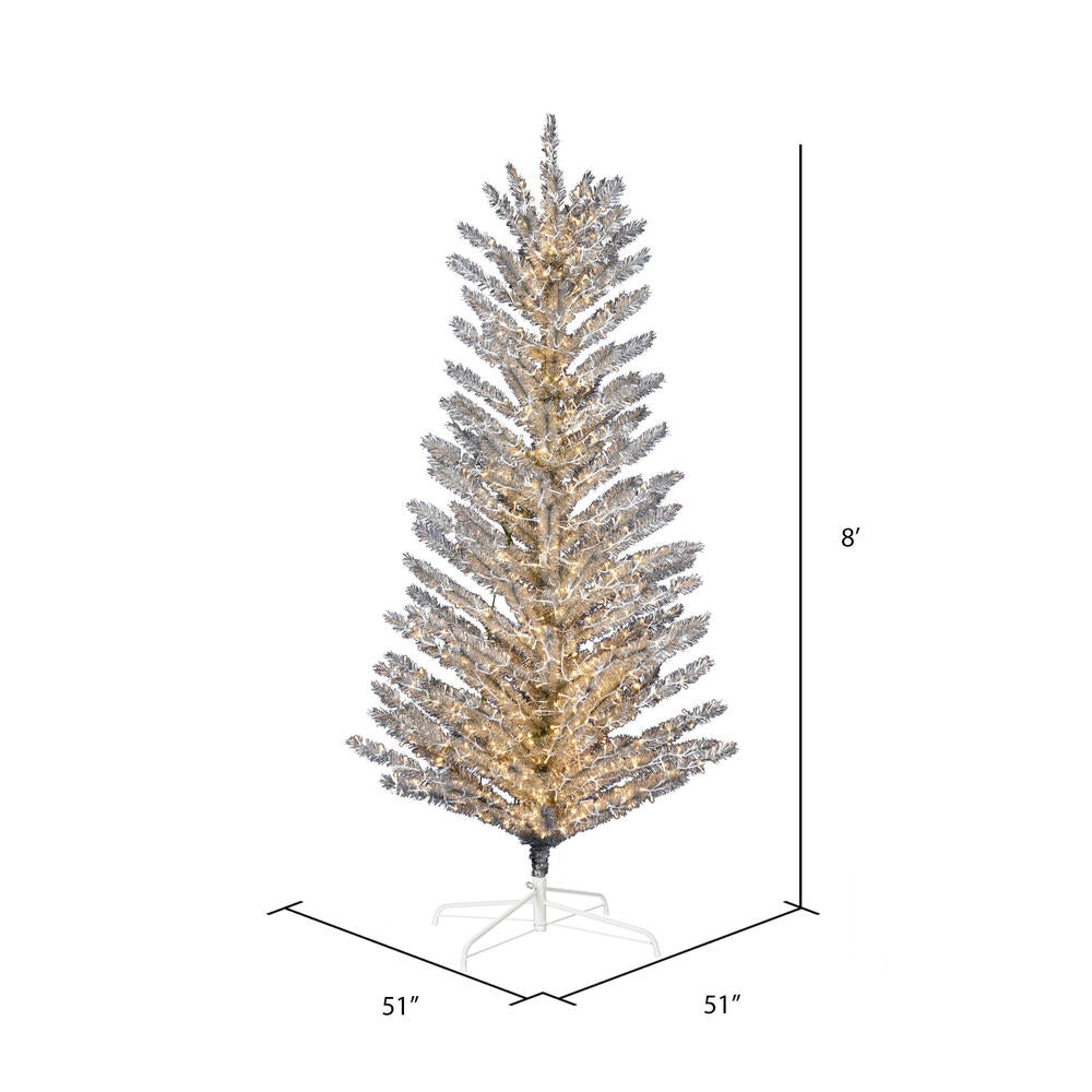 Vickerman 8' x 51" Vintage Aluminum Tree Warm White LED Lights.