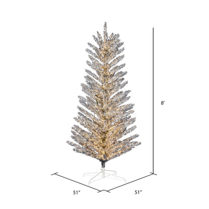 Vickerman 8' x 51" Vintage Aluminum Tree Warm White LED Lights.