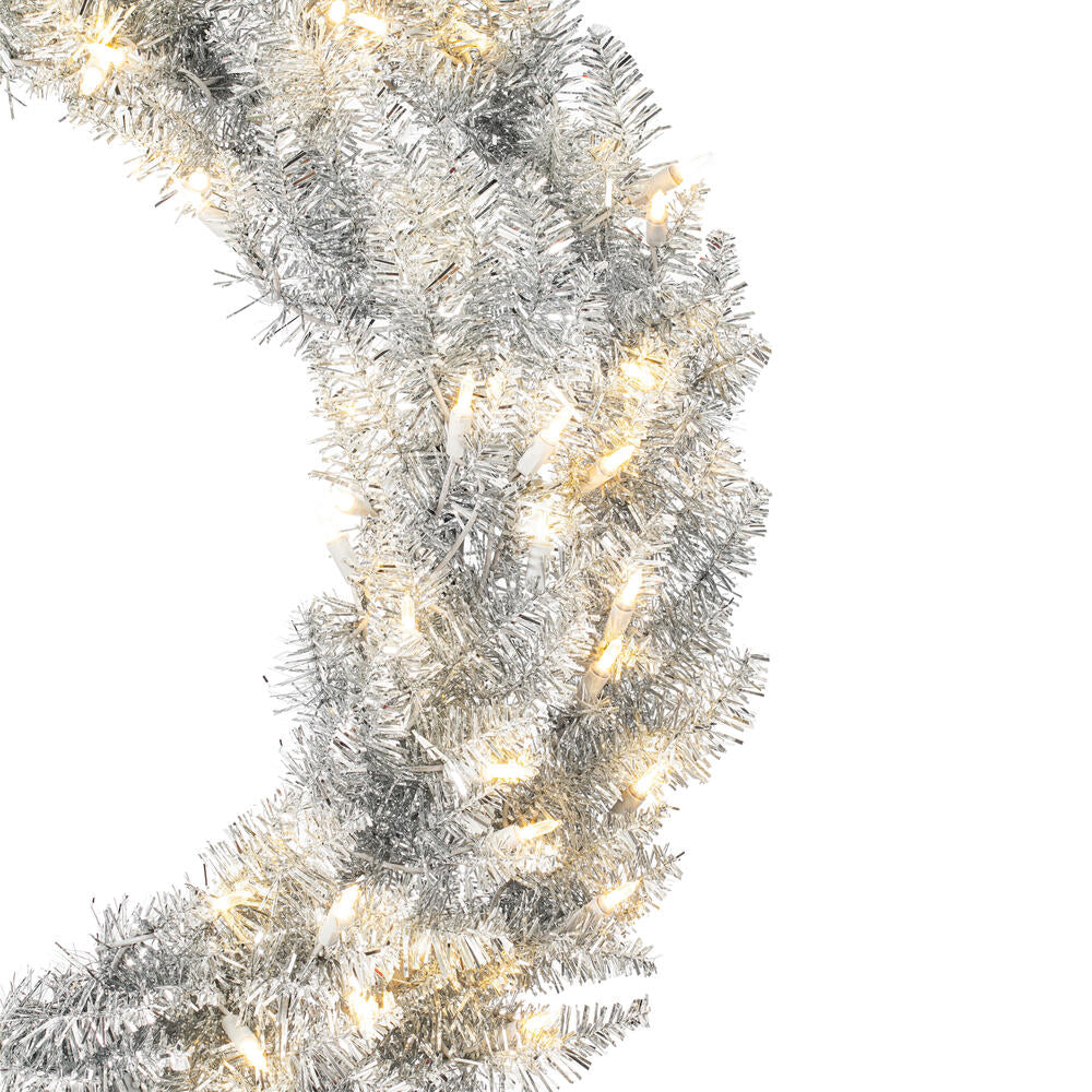 Vickerman 36" Silver Fir Artificial Christmas Wreath Warm White Dura-Lit LED lights.