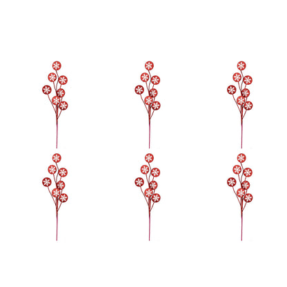 Vickerman Red/White Snowflake Artificial Christmas Spray. Includes 6 sprays per pack.
