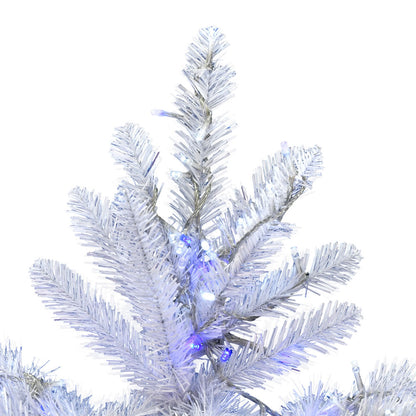 Vickerman 12' x 70" Shiny White Spruce Artificial Christmas Tree Pure White and Blue Low Voltage Wide Angle LED Twinkle Lights
