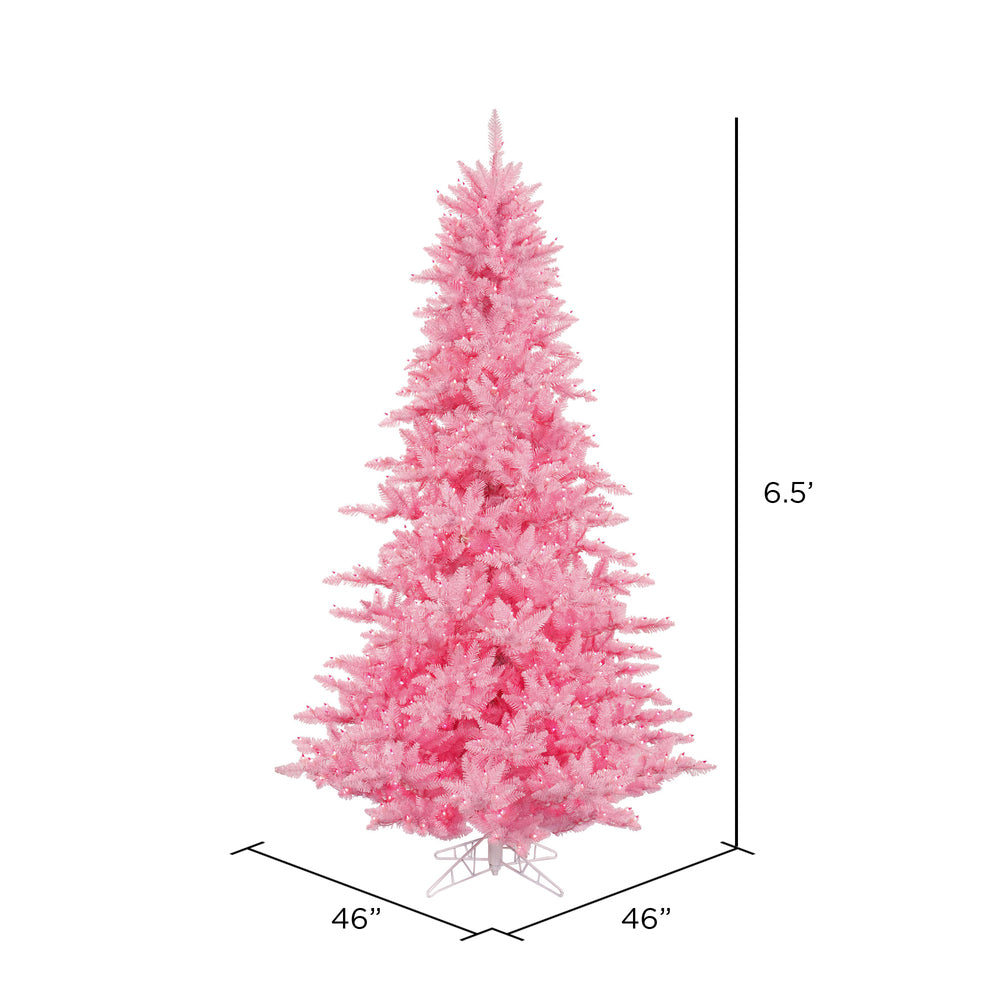 Vickerman 6.5' Pink Fir Artificial Christmas Tree Pink  Dura-lit LED Lights