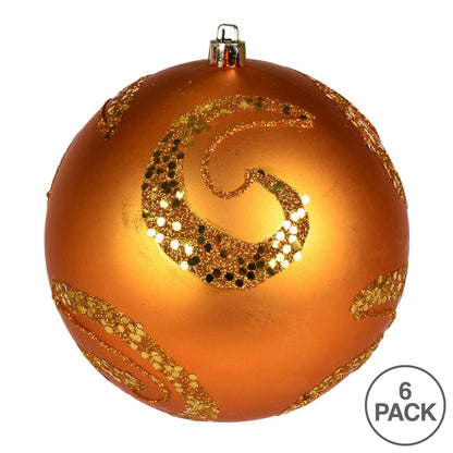 Vickerman 4" Antique Gold Matte Sequin Swirl Ornament 6 per Bag