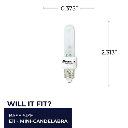 BULBRITE KRYPTON/XENON T3 MINI-CANDELABRA SCREW (E11) 40W DIMMABLE LIGHT BULB 2700K/WARM WHITE 2PK (473141)