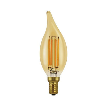 Euri Lighting VBA10-3020ea-4 Vintage LED 40-Watt Equivalent B10 Angular Tip Filament Lamp E12 Candelabra Amber Glass Dimmable - 2700K - 4 Pack