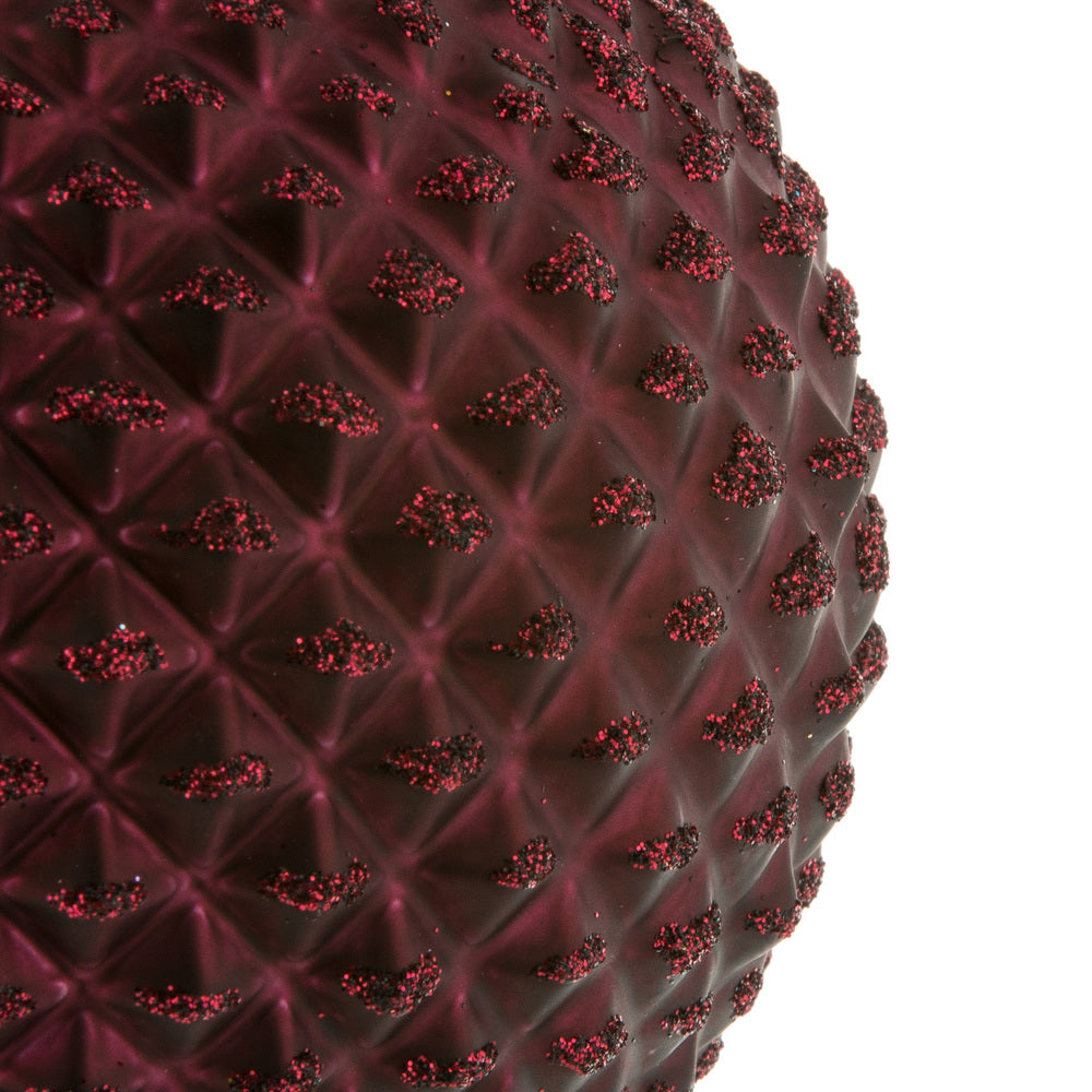 Vickerman 4" Wine Durian Glitter Ball Ornament 6 per Bag