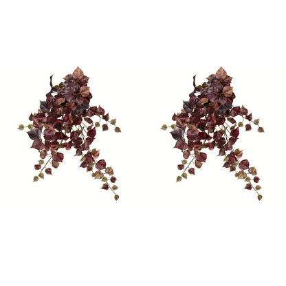 Vickerman 28" Artificial Burgundy Grape Leaf Hanging Bush Pack of 2