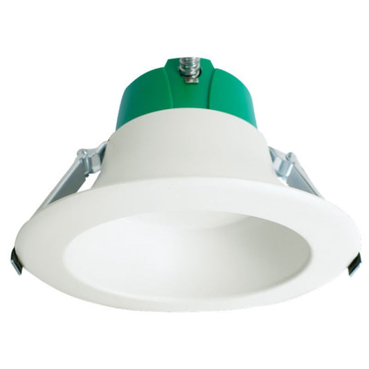 Westgate Builder Series Snap-In Comm. Recessed Light 6In High Output 25-40W 3Cct Wht, Commercial Indoor Lighting, 25W/30W/40W, 100 Lumens/W, 30K/40K/50K, White+Green Finish, 0~10V Dimming