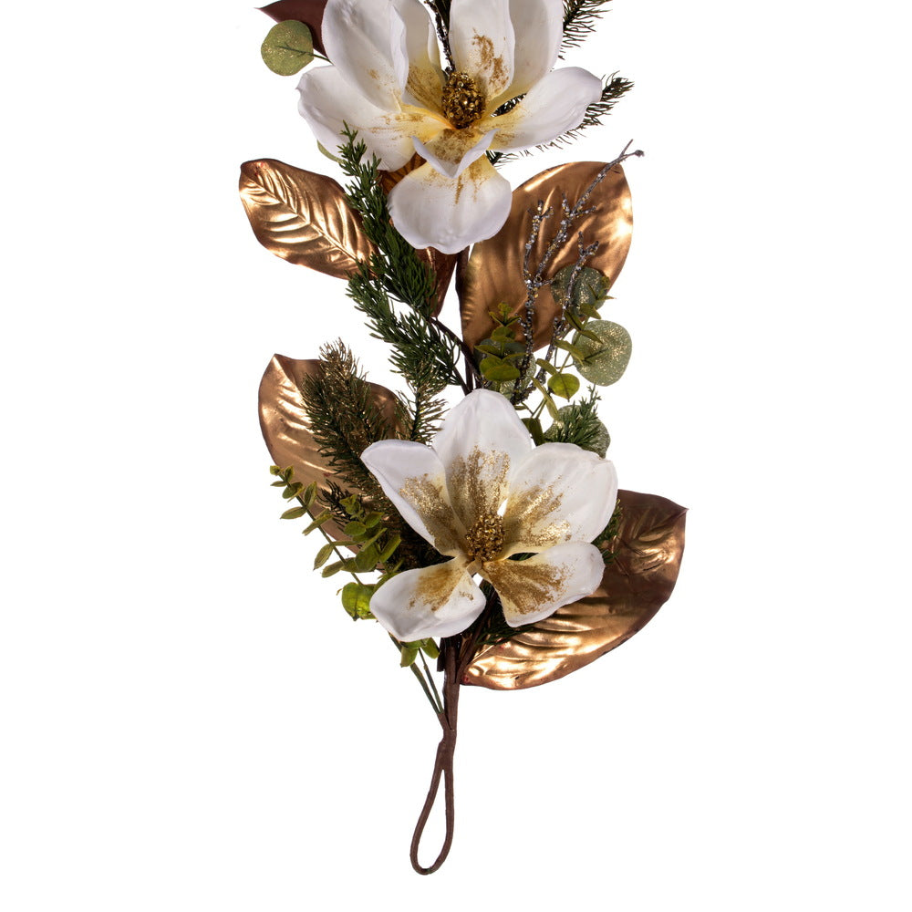 Vickerman 60" White Magnolia Garland.