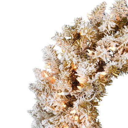 Vickerman 36" Frosted Gold Artificial Christmas Wreath Clear Dura-lit Incandescent Lights