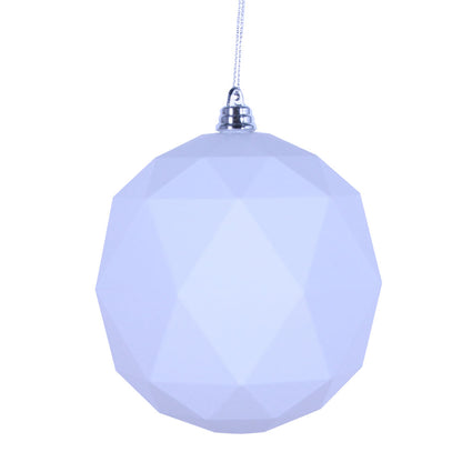 Vickerman 8" White Matte Geometric Ball Ornament