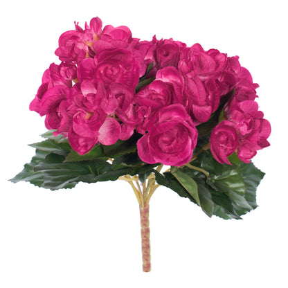 Vickerman 15.25" Artificial Hot Pink Polyester Begonia Bush.