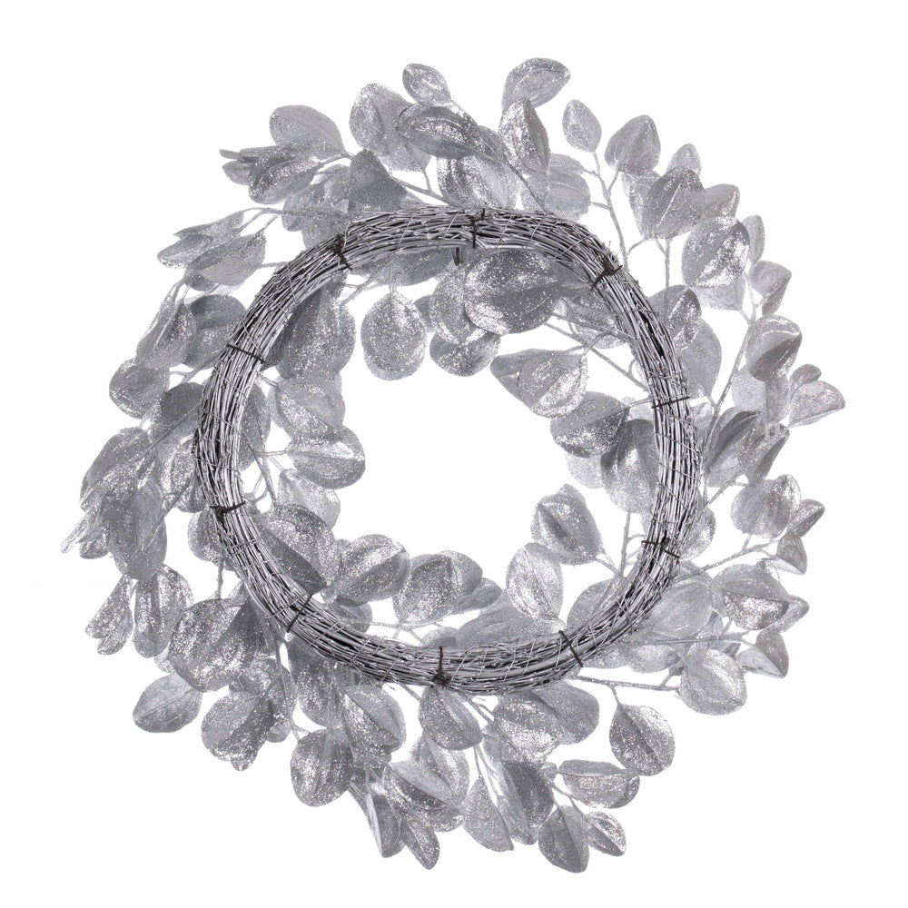 Vickerman 24" Silver Artificial Dogwood Glitter Wreath