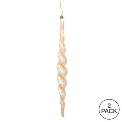 Vickerman 14.6" Rose Gold Shiny Spiral Icicle Christmas Ornament Pack of 2