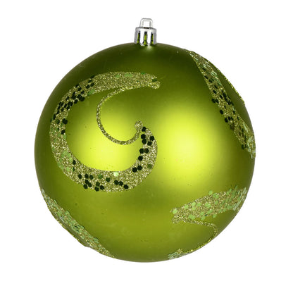 Vickerman 4.75" Lime Matte Sequin Swirl Ornament 4 per Bag