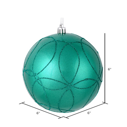 Vickerman 6" Teal Candy Ornament with Circle Glitter Pattern 3 per Bag
