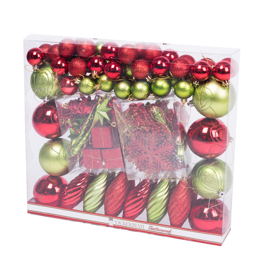 Vickerman Red and Kiwi Ornament Set 125 per Box