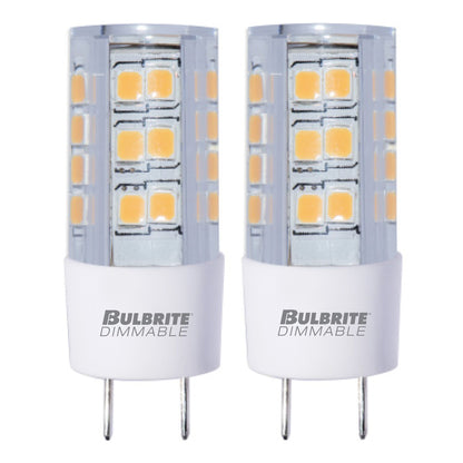 BULBRITE LED T4 BI-PIN (GY8) 4.5W DIMMABLE LIGHT BULB 3000K/SOFT WHITE 35W INCANDESCENT EQUIVALENT 2PK (770576)