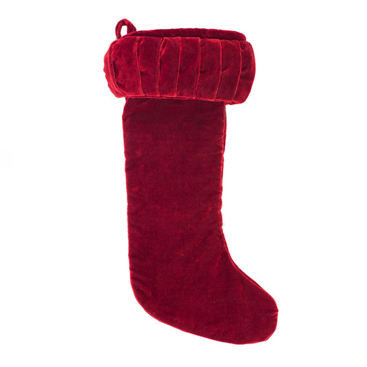 Vickerman 8" x 19" Plush Red Velvet Christmas Stocking