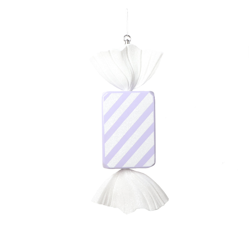 Vickerman 18.5" Pastel Lavender Rectangle Striped Candy Ornament.