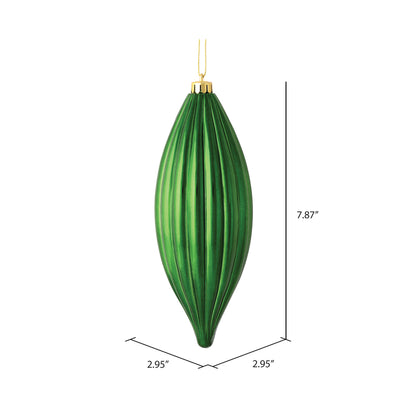 Vickerman 8" Emerald Shiny Line Finial Ornament Pack of 4