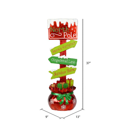 Vickerman 37" Red and Green Directional North Pole Sign