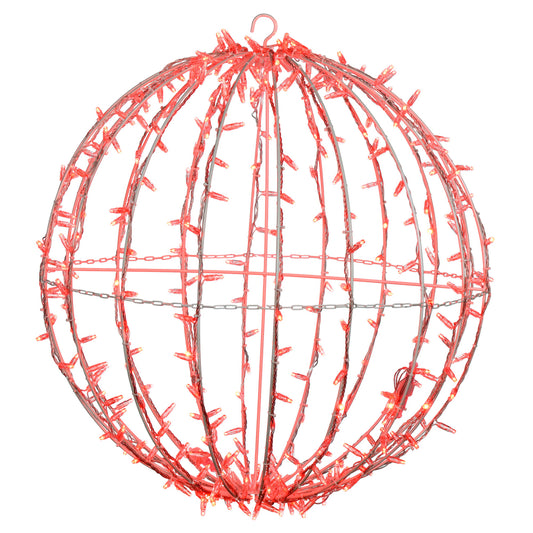 Vickerman 324Lt x 30" Fold Flat Red Led Jumbo Hanging Sphere.