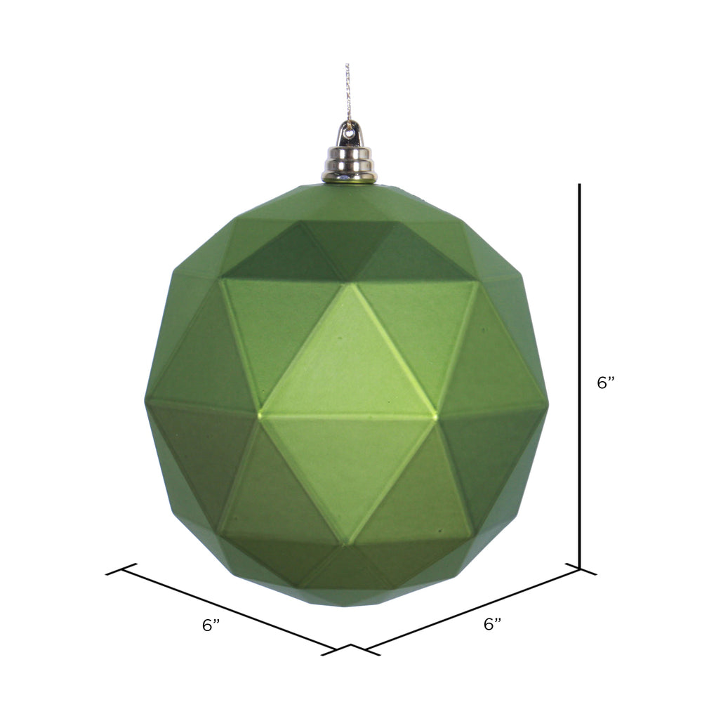 Vickerman 6" Lime Matte Geometric Ball Ornament 4 per bag