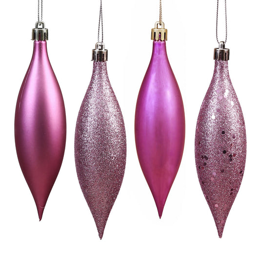 Vickerman 5.5" Mauve Finial Drop  Christmas Ornament Assorted 4 Finish 8 per Pack