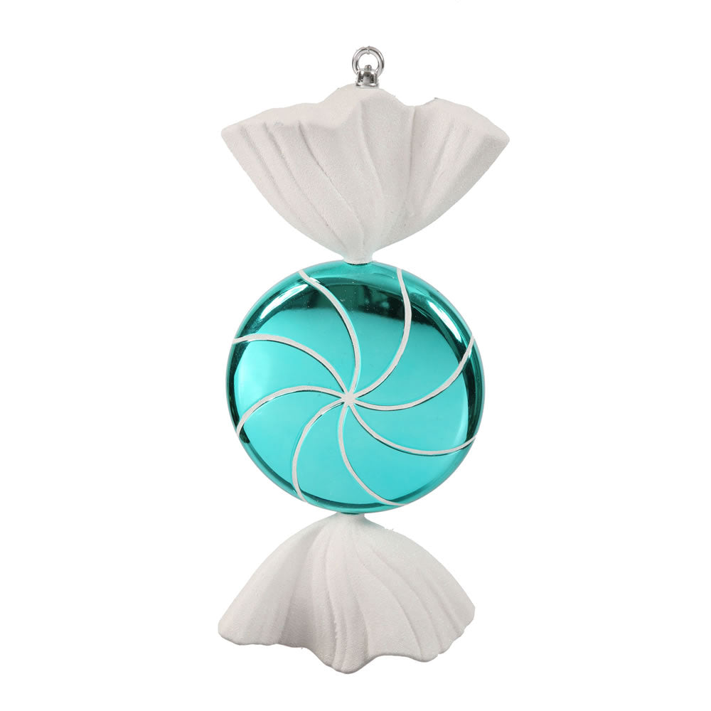 Vickerman 18.5" Turquoise-White Swirl Candy Christmas Ornament