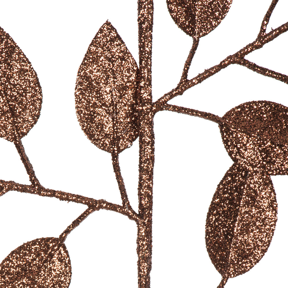 Vickerman 17" Chocolate Camelia Glitter Artificial Christmas Spray. Includes 6 sprays per pack.