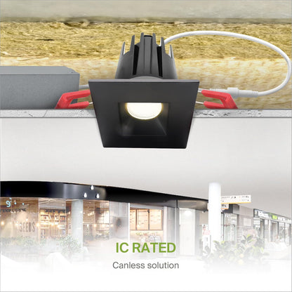 ASD Lighting LED Downlight Square 1inch 7W 120V Triac 2700/3000/3500/4000/5000K Black ETL Energy Star