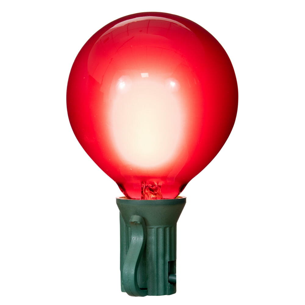 Vickerman 15Lt Red LED Glass G50-E12 Filament End-Connecting Set with Green 20AWGXTW Wire and 6"x12"x6" Bulb Spacing. 120V-.6W.  UL Approved.